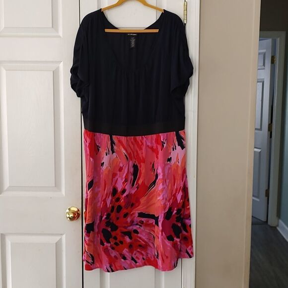 Lane Bryant solid and pattern print dress Sz 26/28 - Picture 1 of 5